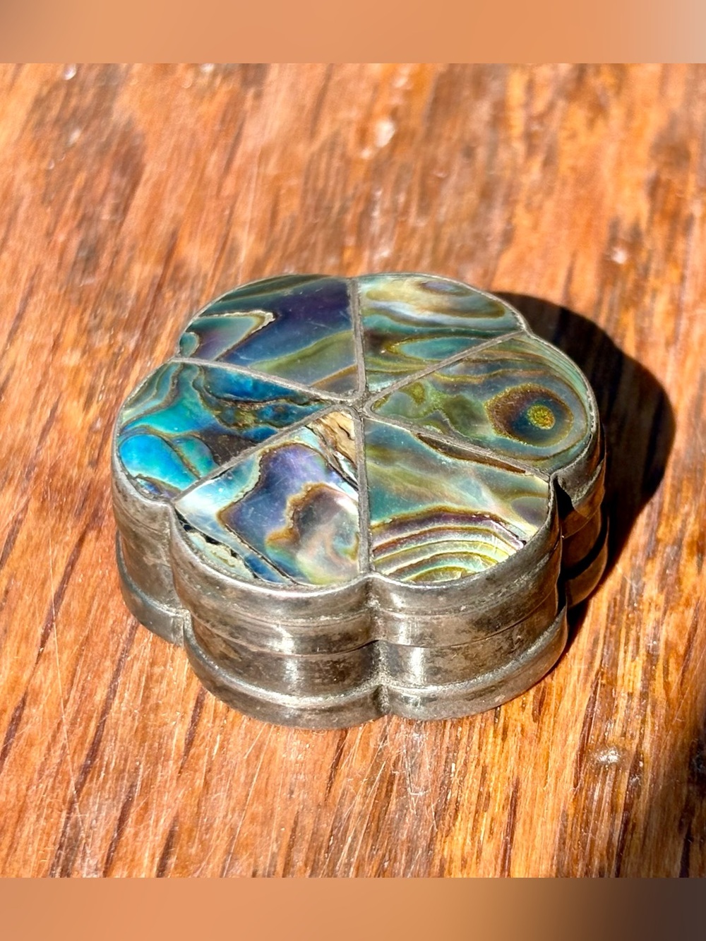 Sterling Silver and Abalone Flower Trinket Box